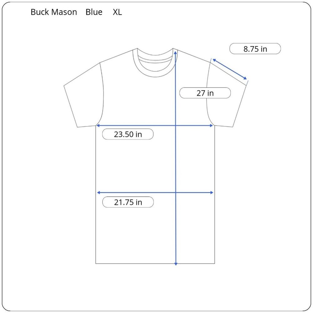 Buck Mason Men's XL Short Sleeve Washed Out Blue Cotton Crew T-Shirt - Picture 3 of 7